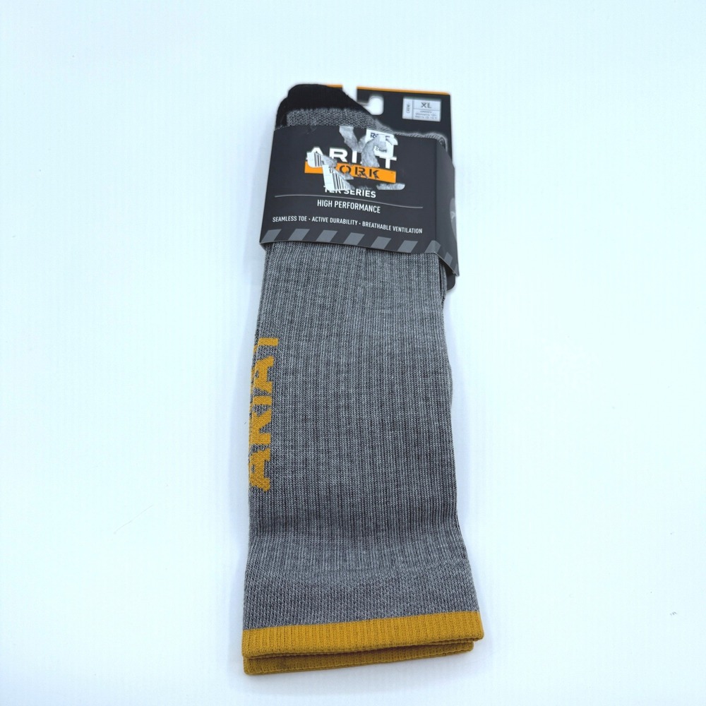 Ariat Crew Socks Unisex XL Gray High Performance Tek Series‎ Work Boot NEW